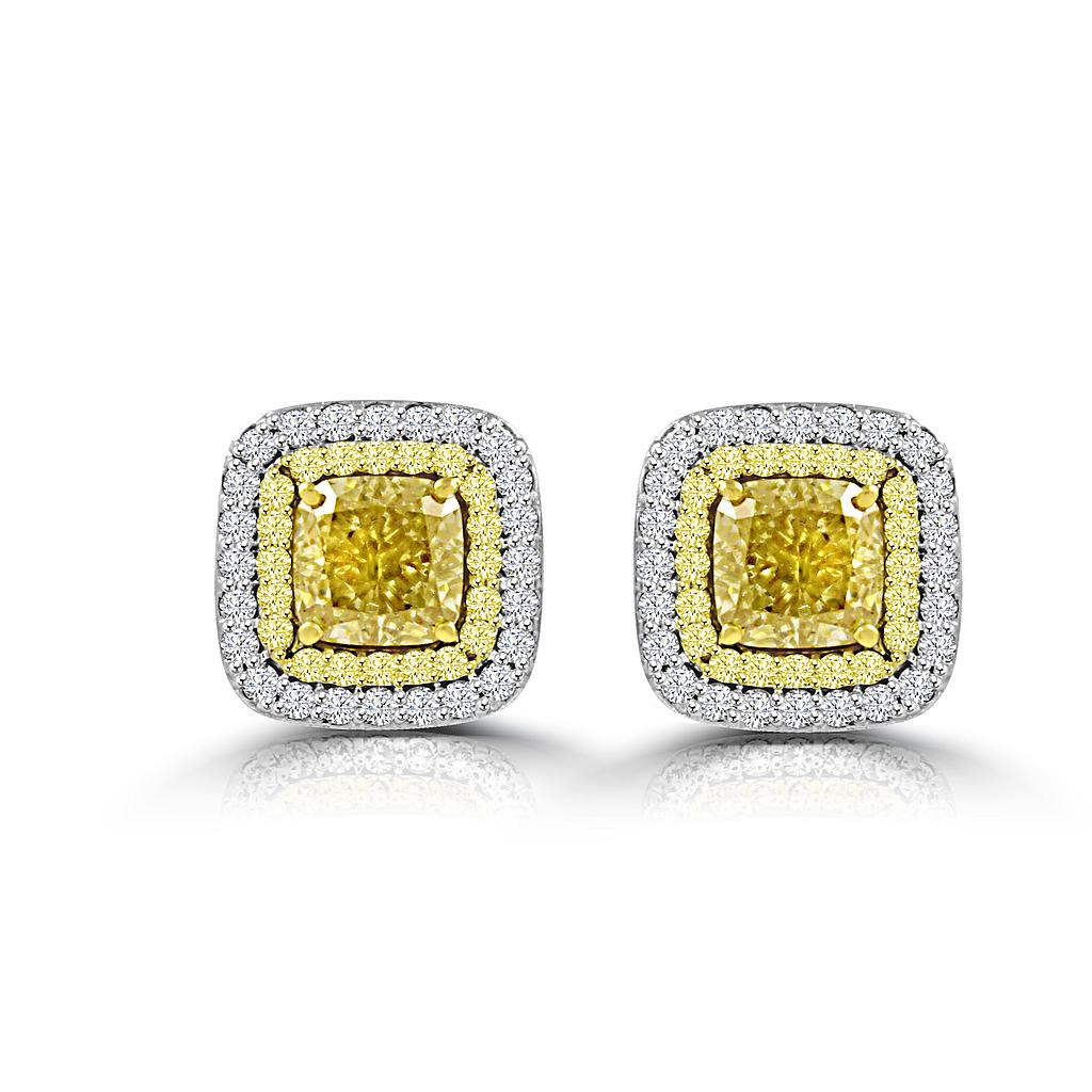 Yellow diamond on sale halo earrings